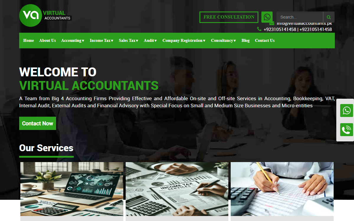 Virtual Accountants — accounting firm website by SaazanTech